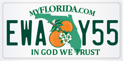 FL license plate EWAY55