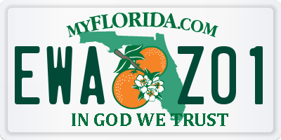 FL license plate EWAZ01