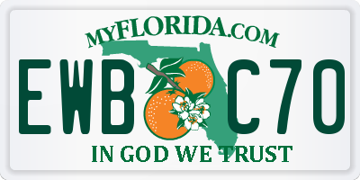 FL license plate EWBC70
