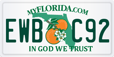 FL license plate EWBC92