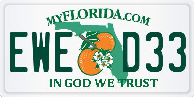 FL license plate EWED33