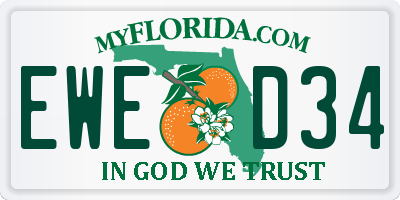 FL license plate EWED34
