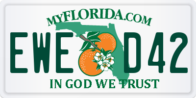 FL license plate EWED42