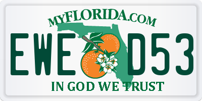 FL license plate EWED53