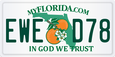 FL license plate EWED78
