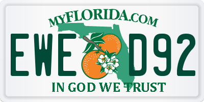 FL license plate EWED92
