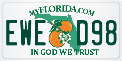 FL license plate EWED98