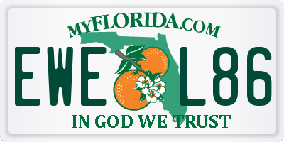 FL license plate EWEL86