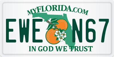 FL license plate EWEN67