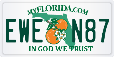 FL license plate EWEN87