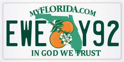 FL license plate EWEY92