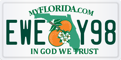 FL license plate EWEY98