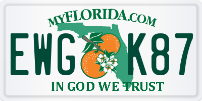FL license plate EWGK87