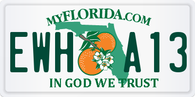 FL license plate EWHA13