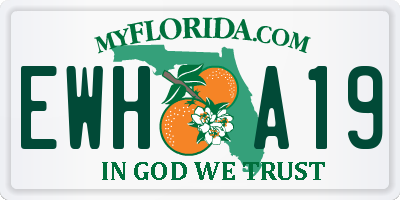 FL license plate EWHA19