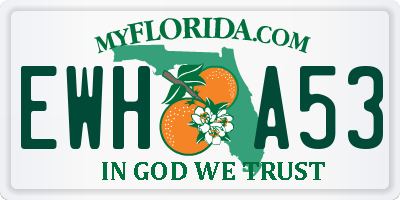 FL license plate EWHA53