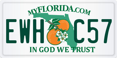 FL license plate EWHC57
