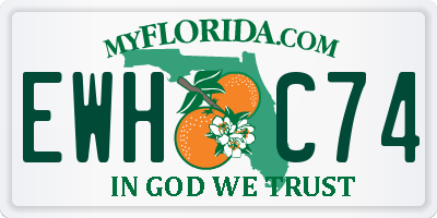 FL license plate EWHC74