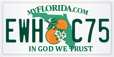 FL license plate EWHC75