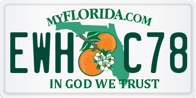 FL license plate EWHC78