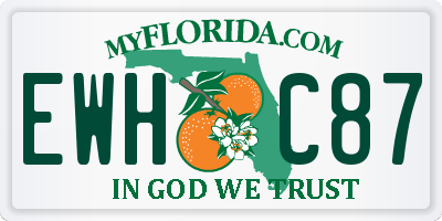 FL license plate EWHC87