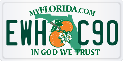 FL license plate EWHC90