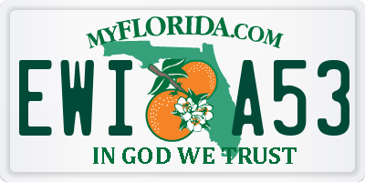 FL license plate EWIA53