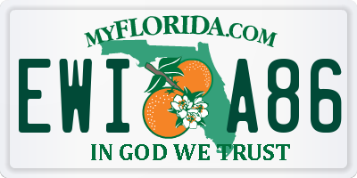 FL license plate EWIA86