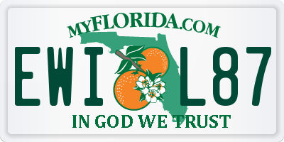 FL license plate EWIL87