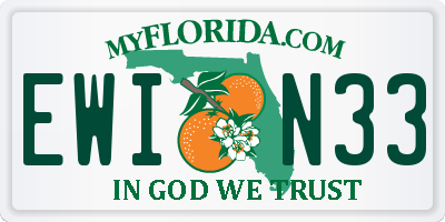 FL license plate EWIN33