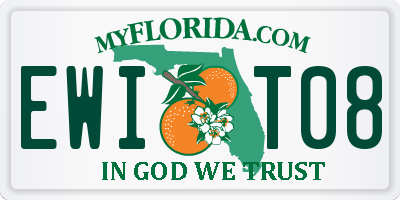 FL license plate EWIT08