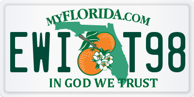 FL license plate EWIT98