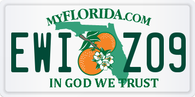 FL license plate EWIZ09