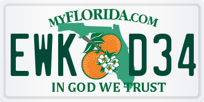FL license plate EWKD34