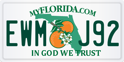 FL license plate EWMJ92