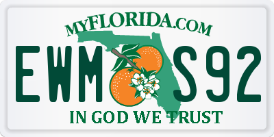 FL license plate EWMS92