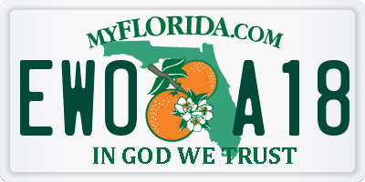FL license plate EWOA18