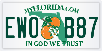 FL license plate EWOB87