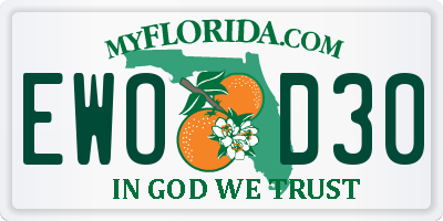 FL license plate EWOD30