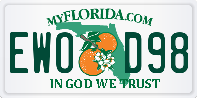 FL license plate EWOD98