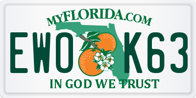 FL license plate EWOK63