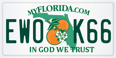FL license plate EWOK66