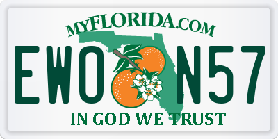 FL license plate EWON57