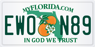 FL license plate EWON89