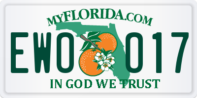 FL license plate EWOO17