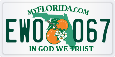 FL license plate EWOO67