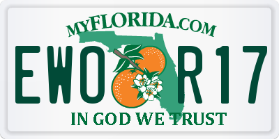 FL license plate EWOR17