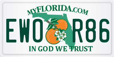 FL license plate EWOR86