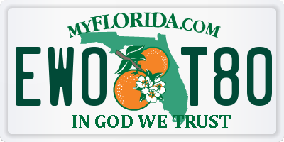 FL license plate EWOT80