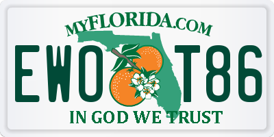 FL license plate EWOT86